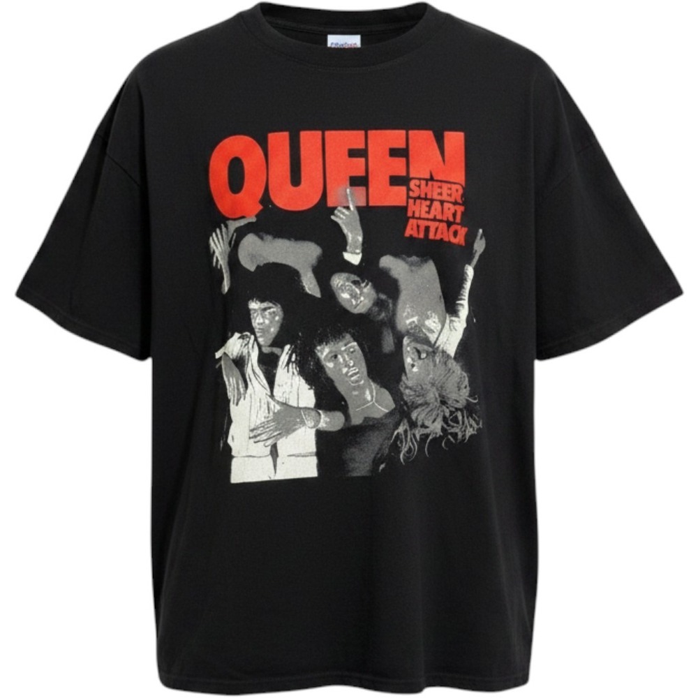 Queen T-Shirt Mens XXL Black Sheer Heart Attack Graphic Rock‎ Band Tee